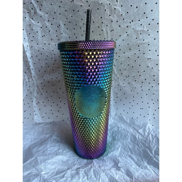 Bundle Fall 2023 Starbucks Oil Slick Rainbow Studded Cold Cup 24oz & 16oz - Picture 4 of 9